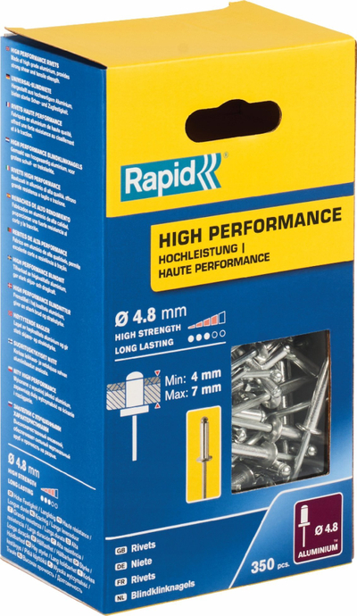 Gozhdë rrobash Rapid High Performance 5001435, 4.8 x 10 mm, alumini
