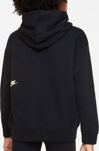 Bluzë me kapuç Nike Sportswear Junior, fleece, oversize, e zezë