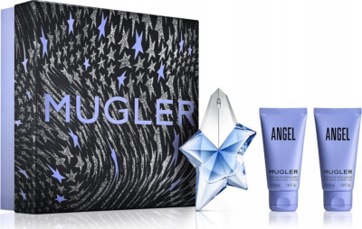 Set parfum Thierry Mugler Angel, EDP 25 ml, xhel dushi 50 ml, locion trupi 50 ml