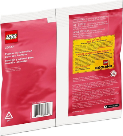 Set LEGO DOTS Animal Tray and Bag Tag 30637, 94 pjesë, kreativ, shumëngjyrësh