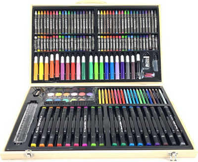 Set arti Leantoys Art Set for Painting, 180 pjesë, valixhe druri, ngjyra shumëngjyrëshe