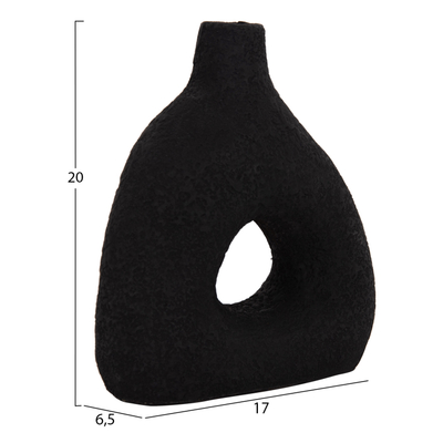 Vazo dekorative tavoline Decant HM4667.01M, terrakote, 17x6.5x20 cm, e zezë