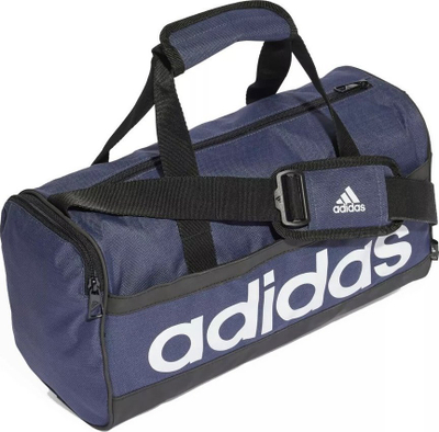 Çantë sportive Adidas Linear Duffel XS HR5346, me fund të përforcuar, që s’e merr uji, blu navy
