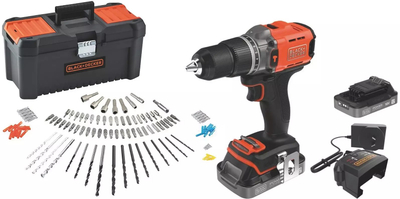 Trapano me goditje Black &amp; Decker BCD383D2TA, 18V, 2x 2Ah, portokalli