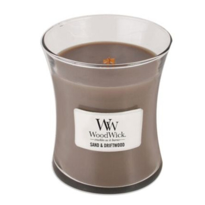Qiri aromatik WoodWick Medium Sand & Driftwood, 275 g