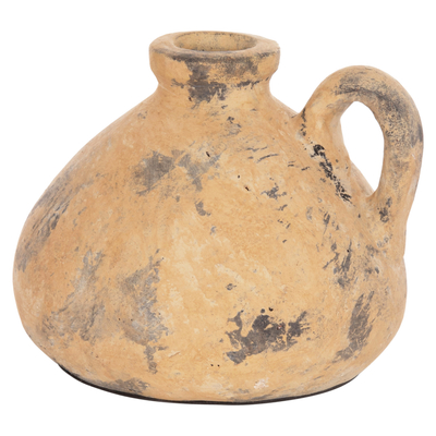 Vazo dekorative HomeMarkt Vermo HM4394, balte terrakote, 22x17cm, bezhë e vjetër