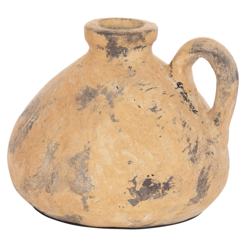 Vazo dekorative HomeMarkt Vermo HM4394, balte terrakote, 22x17cm, bezhë e vjetër
