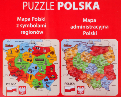 Puzzle harta e Polonisë Daffi, druri, edukativ, shumëngjyrësh