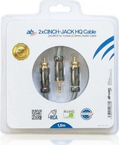 Kabllo audio AbCom Cable AB HQ, Jack 3.5mm në Cinch RCA, 1.5m, e zezë