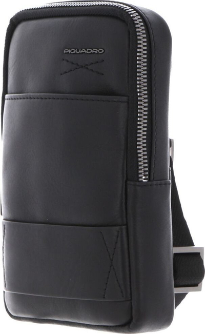 Çantë crossbody Piquadro Obidos, lëkurë, e zezë