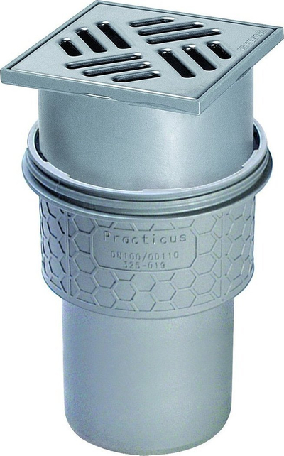 Канал за под Kessel 45210.20, вертикален одвод DN100, инокс решетка 120x120 mm