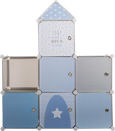 Kabinet organizues për kalamaj Castle, 7 ndarje, 94.5 x 32 x 109 cm, blu gri