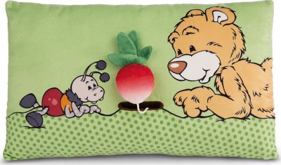 Jastëk lodër Nici Teddy Mielo, pelush 43 cm, me motiv kopshti, jeshil