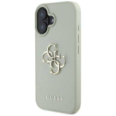 Guaskë telefoni Guess Grained Big 4G Logo për iPhone 16 6.1", lëkurë eko, e gjelbër