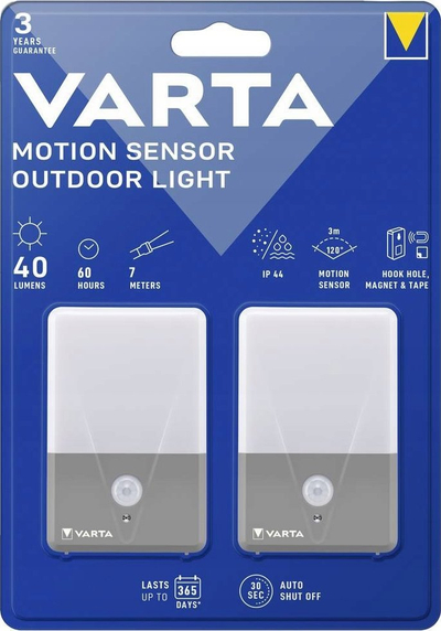 Dritë e jashtme me sensor lëvizjeje Varta TWINP 16634 101 402, LED, për ambiente të jashtme, e bardhë