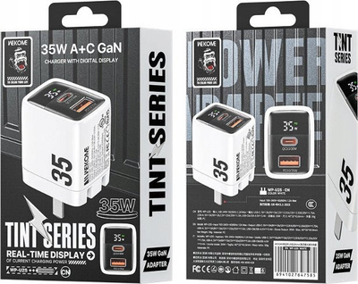Karikues muri Wekome WP-U25, 35W GaN, USB-C PD edhe USB-A, i bardhë