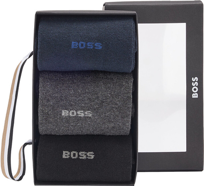 Set çorape për meshkuj Hugo Boss, 3 palë, të hirta/zeza/kaltra