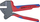 Presa krimpimi Knipex 97 43 200, sistem krimpimi, në kuti plastike, e kuqe me blu