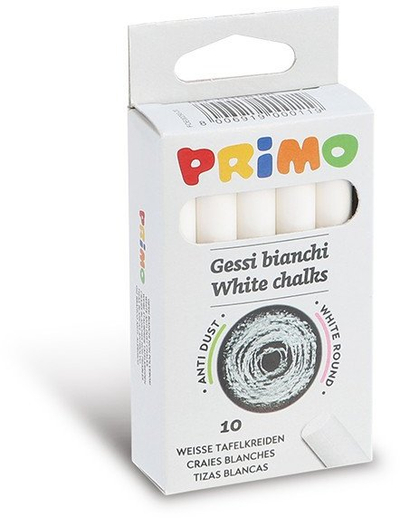 Shkumës Primo Pastels Dustless, 10 copë, i bardhë