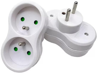 Adapter prizë Microconnect Plug EU në 2x French Type E, i bardhë