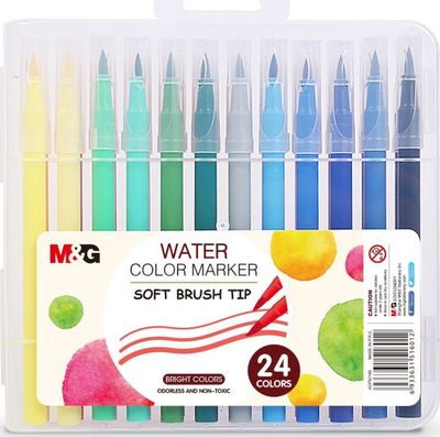 Set markerash për pikturë Bandai Pastels Brush Art Marker M&amp;G, 24 ngjyra, multicolor