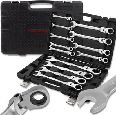 Set çelësash kombinim Forcekraft, 13 copë, 8-32mm, me grratikë
