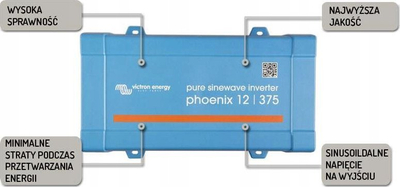 Invertor marin Victron Energy Phoenix VE.Direct 24V 230V, 250 W, me valë sinus të pastër, blu