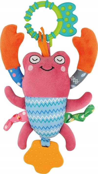 Плишана играчка за количка K's Kids Lobster, со клипса, со прстен за заби, шарена