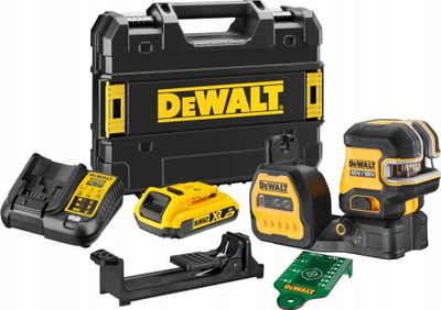 Nivel lazer kryq DeWalt DCE825D1G18-QW, 18V 2Ah, me bateri dhe karikues, i verdhë