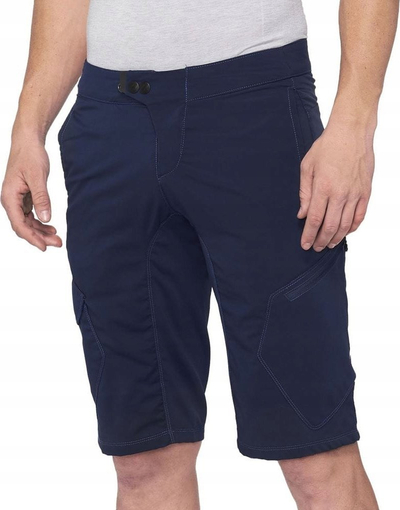 Pantallona të shkurtra çiklizmi 100 Percent Ridecamp, poliestër DWR, rrip i rregullueshëm, blu navy