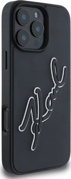 Mbrojtëse telefoni Karl Lagerfeld 3D Rubber Bicolor Signature, për iPhone 16 Pro Max 6.9", TPU dhe PC, e zezë