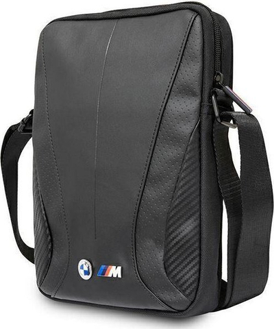 Торба за на рамо BMW Motorsport Shoulder Bag Medium, до 10\", најлон со ефект на карбон, црна