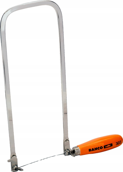 Sharrë harku Bahco 502, 300mm, kornizë çeliku, dorezë druri, e zezë