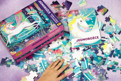 Set libër edhe puzzle Wydawnictwo Wilga Unicorns, 100 copa, shumëngjyrësh