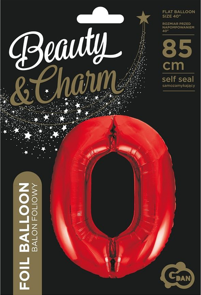 Balonë GoDan Foil Number 0, 85 cm, e kuqe