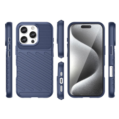 Футрола за телефон Hurtel Thunder Case за iPhone 16e, силиконска, нелизгачка, сина