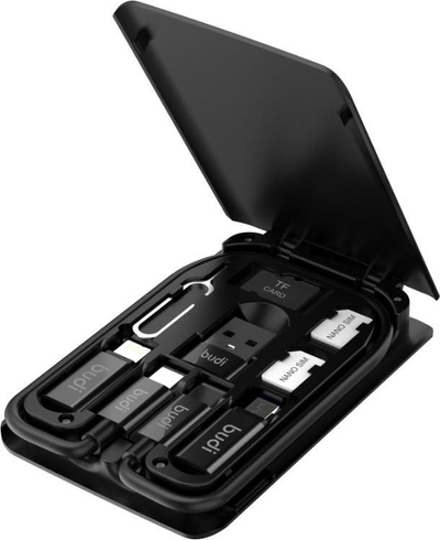 Set aksesorësh universal Budi DC515CB, multi-funksional, kabllo Type‑C në Type‑C, i zi