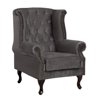 Karrige Polina stil Chesterfield velur gri 83×75×107 cm (HM0053.10), gri