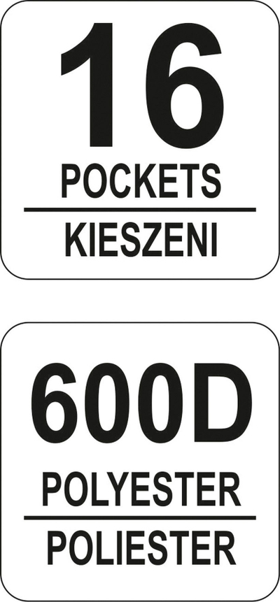 Çantë me mjete YATO YT-74370, poliester 600D, 16 xhepa, e zezë me të kuqe