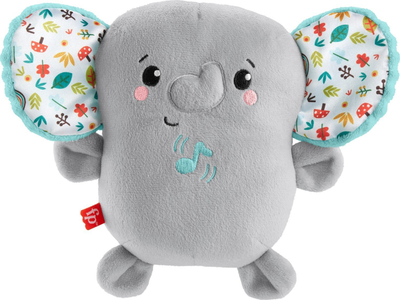 Lodër pelushi Fisher Price Elefant për bebe, me shumë lloje pëlhure, gri