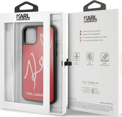 Mbulesë telefoni Karl Lagerfeld Double Layer Karl Signature, për iPhone 11 Pro Max, pjesë e pasme e fortë, e kuqe