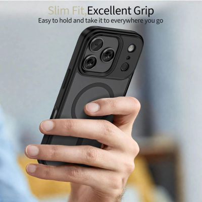 Kapak telefoni Tech‑Protect MagMat MagSafe për iPhone 17 Pro, profil i hollë, matte, i zi