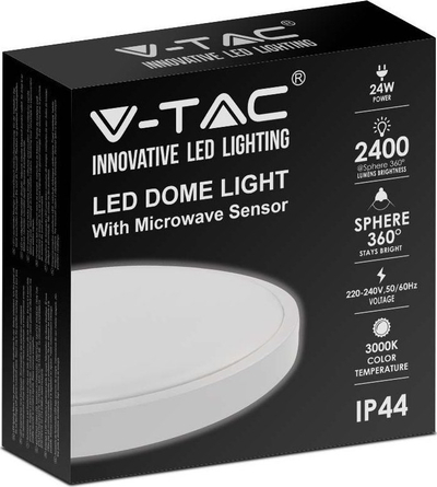 Plafonierë LED me sensor 295mm, 24W, 2400 lumen 4000K, e bardhë