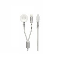 Kabllo karikuese Swissten 2në1 Apple Watch/Lightning, USB-C, e bardhë