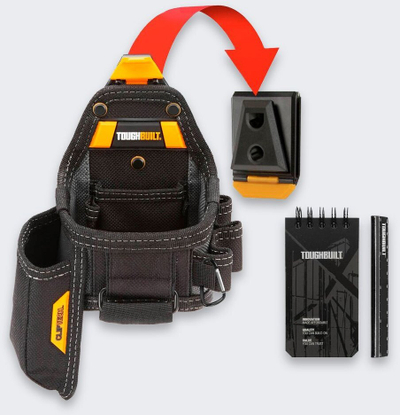 Mbajtëse veglash ToughBuilt TB-CT-25X, ClipTech për rrip, me bllok shënimesh dhe laps, e zezë