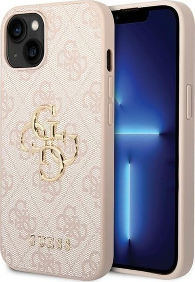 Kapur iPhone 15 Plus Guess 4G Logo, lëkurë PU, rozë