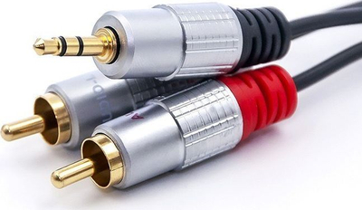 Kabllo audio Qoltec Jack 3.5mm në 2x RCA, 1m, e zezë