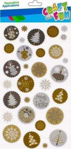 Декоративни налепници Craft with Fun Christmas Stickers Snowflakes, мотиви снегулки, повеќебојни