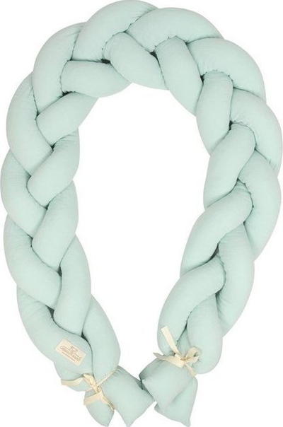 Mbrojtëse shtrati për bebe Babymatex Muslin Braid Mint, 200 cm, pambuk, mente
