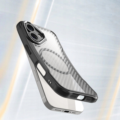 Këllëf telefoni Leading Series MagSafe, për iPhone 16 Plus, silikon, i zi